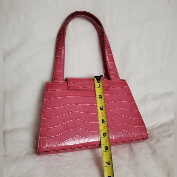 Vintage Y2K Faux Leather Barbie Pink Snake Skin Mini Handbag Retro Boho Chic - Picture 9 of 12